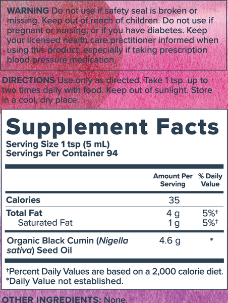 Black Seed Oil, Organic